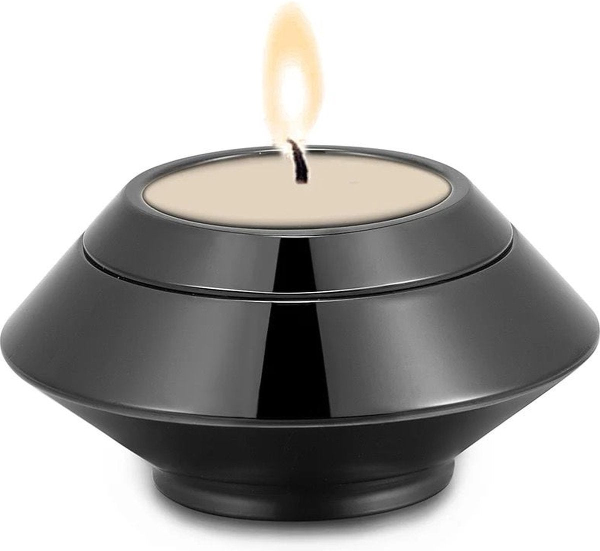 Mini urn - Waxinelichthouder - Zwart kleurig - Met waxinelichtje - Kaars