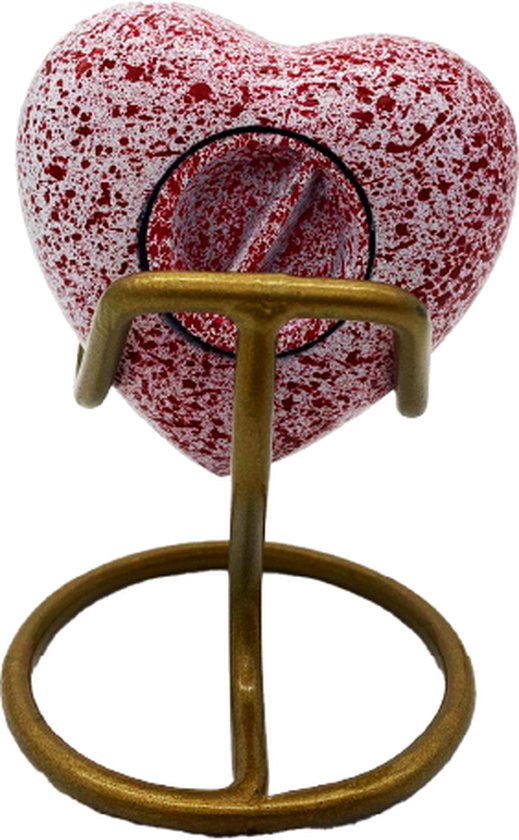 Akerz Mini Urn - wit met rode stippen- donker- Aluminium - Inclusief Standaard - Graveerbaar - 80ml