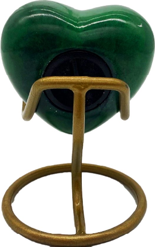 Akerz Mini Urn -groen met zwart - Hart - Aluminium - Inclusief Standaard - Graveerbaar - 80ml