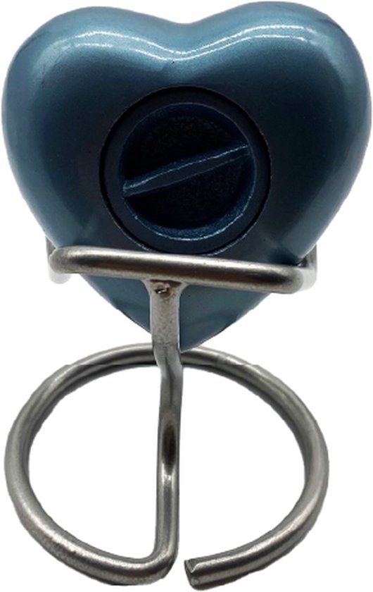 Akerz Mini Urn -donker blauw - Hart - Aluminium - Inclusief Standaard - Graveerbaar - 80ml