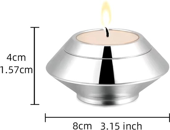 Mini urn zilver waxinelichthouder - inclusief waxinelichtje - Zilver kleurig - mini urn voor een waxinelichtje
