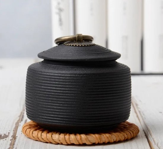 luxe Begrafenis Urn 330ML - Urn - Mini Crematie Urn - As Urn - Voor Huisdieren, Honden, Katten of Menselijk As - Crematie As - Mini Urn - ZWART