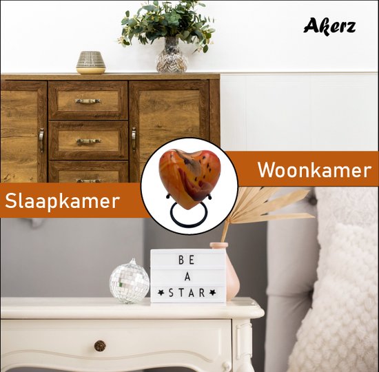 Akerz Mini Urn - oranje / duif - Hart - Aluminium - Inclusief Standaard - Graveerbaar - 80ml