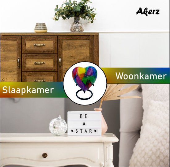 Akerz Mini Urn - multi color - Hart - Aluminium - Inclusief Standaard - Graveerbaar - 80ml
