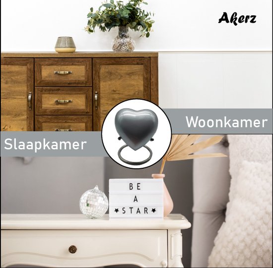 Akerz Mini Urn - zilver - Hart - Aluminium - Inclusief Standaard - Graveerbaar - 80ml