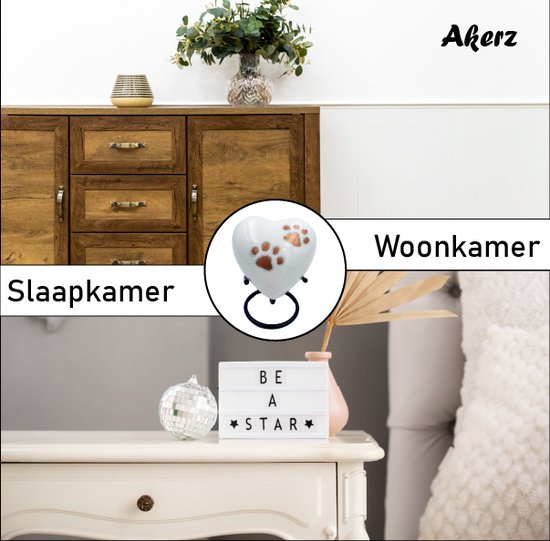 Akerz Mini Urn - wit met pootjes - Hart - Aluminium - Inclusief Standaard - Graveerbaar - 80ml