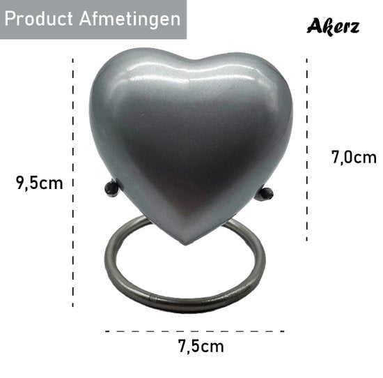Akerz Mini Urn - zilver - Hart - Aluminium - Inclusief Standaard - Graveerbaar - 80ml