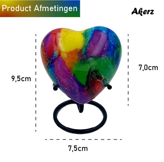 Akerz Mini Urn - multi color - Hart - Aluminium - Inclusief Standaard - Graveerbaar - 80ml