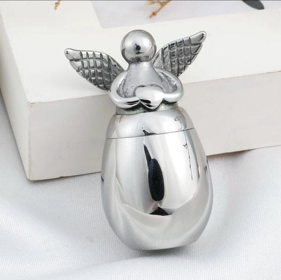 Mini Urn Engel Zilver - Crematie - Ass - 3,8cm.