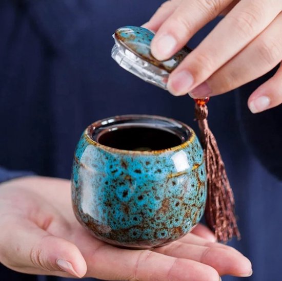 Urn 130 ML - Crematie Urn - Uniek - Voor Huisdieren of Menselijk As - Crematie As - Mini Urn - Decoratie Urn - Blauw