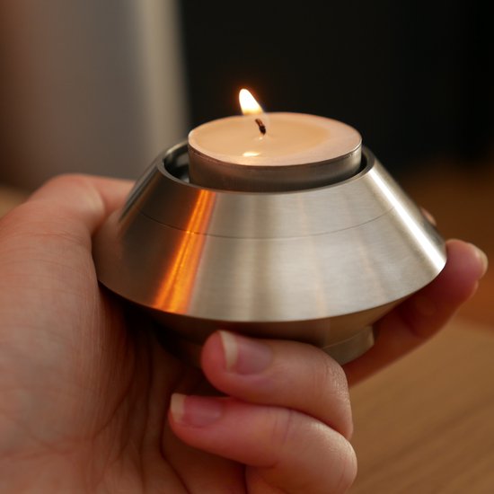 Mini urn - Waxinelichthouder - Zwart kleurig - Met waxinelichtje - Kaars