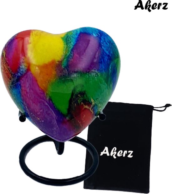 Akerz Mini Urn - multi color - Hart - Aluminium - Inclusief Standaard - Graveerbaar - 80ml