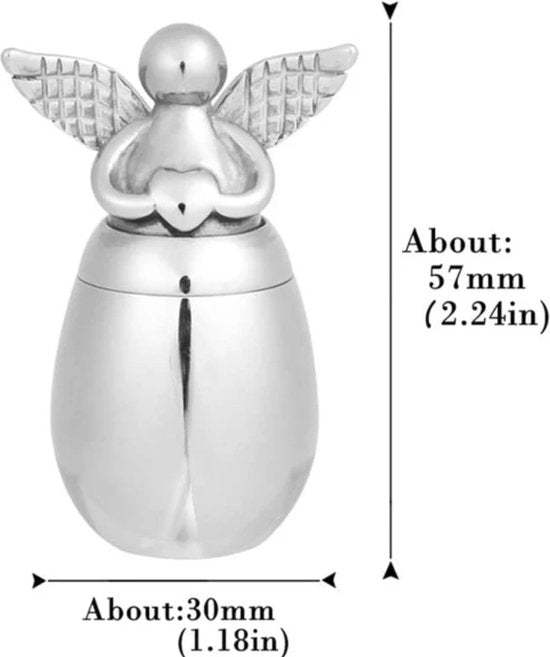 Mini Urn Engel Zilver - Crematie - Ass - Groot - 5 cm.