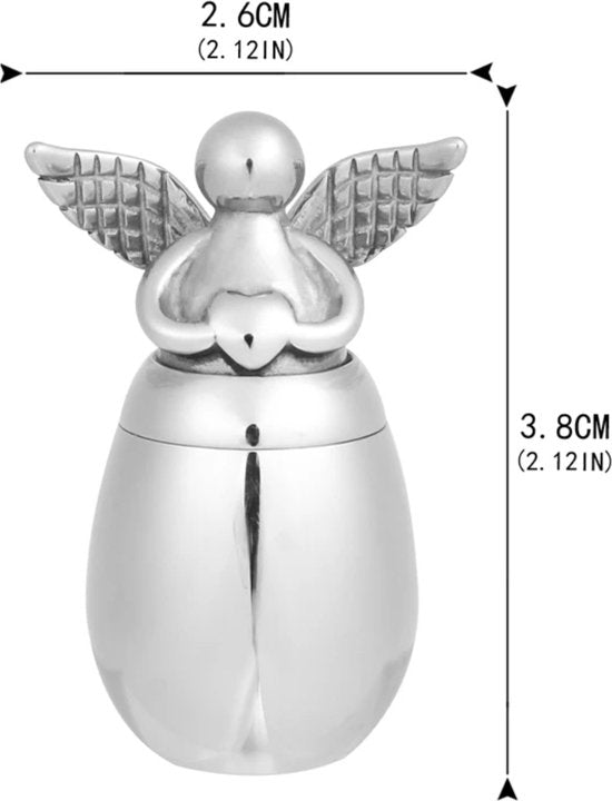 Mini Urn Engel Zilver - Crematie - Ass - 3,8cm.