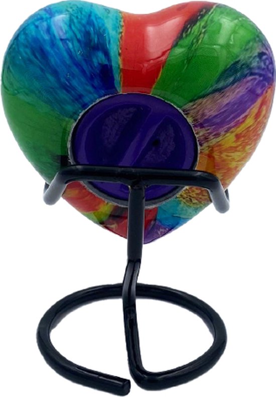 Akerz Mini Urn - multi color - Hart - Aluminium - Inclusief Standaard - Graveerbaar - 80ml