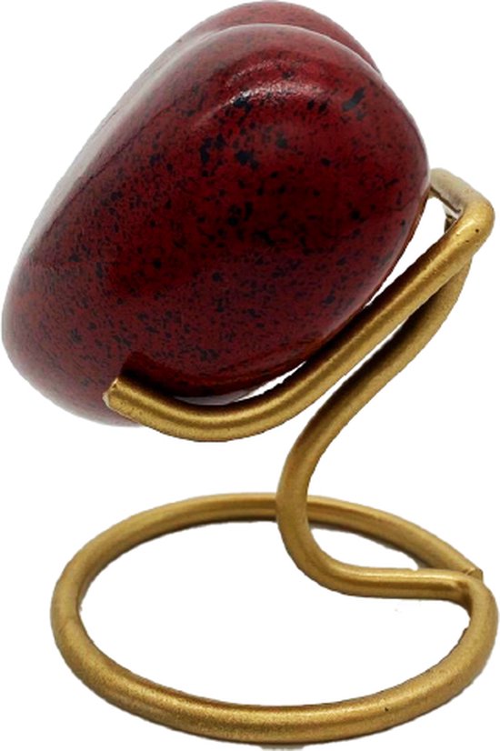 Akerz Mini Urn - rood met zwart - Hart - Aluminium - Inclusief Standaard - Graveerbaar - 80ml