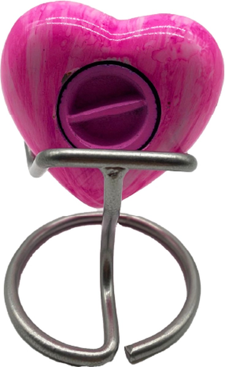 Akerz Mini Urn - wit/roze - Hart - Aluminium - Inclusief Standaard - Graveerbaar - 80ml