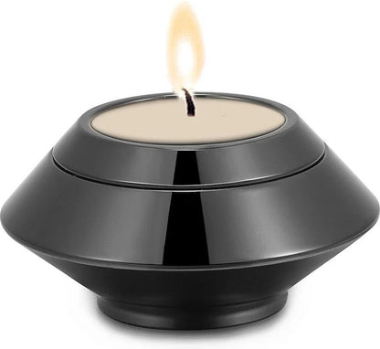 Mini urn - Waxinelichthouder - Zwart kleurig - Met waxinelichtje - Kaars