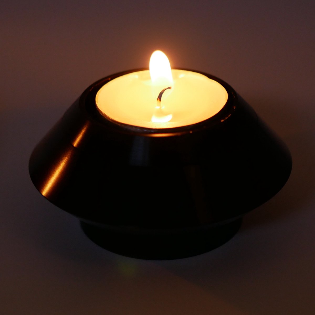 Mini urn - Waxinelichthouder - Zwart kleurig - Met waxinelichtje - Kaars