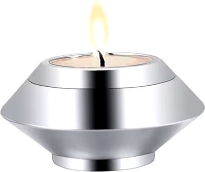Mini urn zilver waxinelichthouder - inclusief waxinelichtje - Zilver kleurig - mini urn voor een waxinelichtje