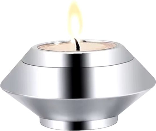 Mini urn zilver waxinelichthouder - inclusief waxinelichtje - Zilver kleurig - mini urn voor een waxinelichtje