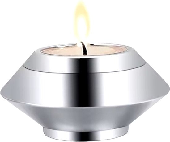Mini urn zilver waxinelichthouder - inclusief waxinelichtje - Zilver kleurig - mini urn voor een waxinelichtje