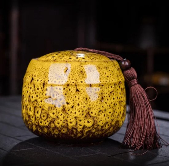Urn 130 ML - Crematie Urn - Uniek - Voor Huisdieren of Menselijk As - Crematie As - Mini Urn - Decoratie Urn - Geel