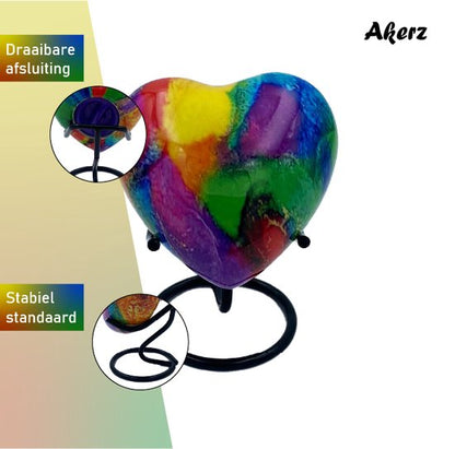 Akerz Mini Urn - multi color - Hart - Aluminium - Inclusief Standaard - Graveerbaar - 80ml