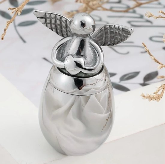 Mini Urn Engel Zilver - Crematie - Ass - 3,8cm.