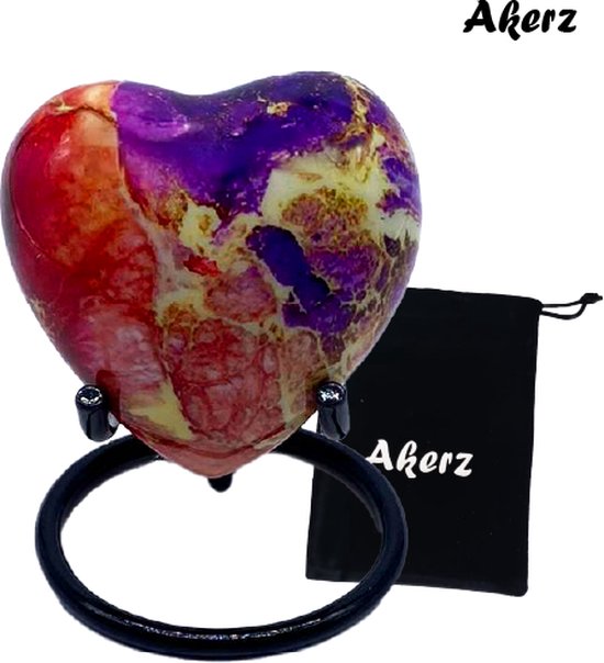 Akerz Mini Urn - paars / roze - Hart - Aluminium - Inclusief Standaard - Graveerbaar - 80ml