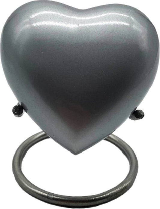 Akerz Mini Urn - zilver - Hart - Aluminium - Inclusief Standaard - Graveerbaar - 80ml
