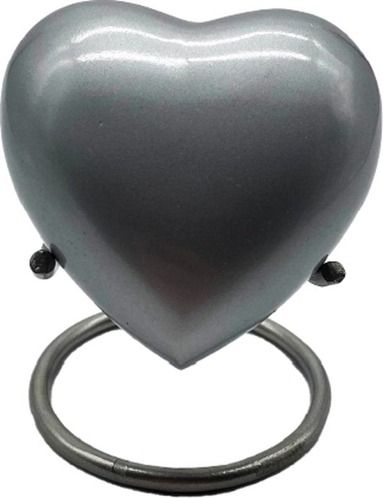 Akerz Mini Urn - zilver - Hart - Aluminium - Inclusief Standaard - Graveerbaar - 80ml