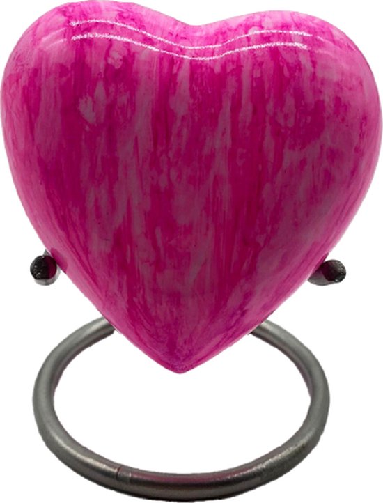 Akerz Mini Urn - wit/roze - Hart - Aluminium - Inclusief Standaard - Graveerbaar - 80ml