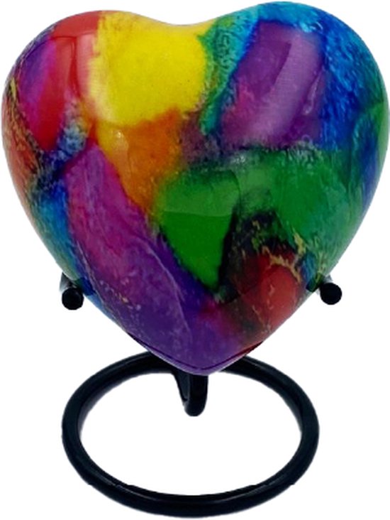 Akerz Mini Urn - multi color - Hart - Aluminium - Inclusief Standaard - Graveerbaar - 80ml