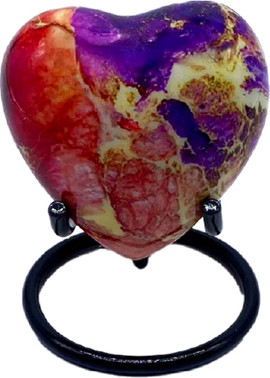 Akerz Mini Urn - paars / roze - Hart - Aluminium - Inclusief Standaard - Graveerbaar - 80ml