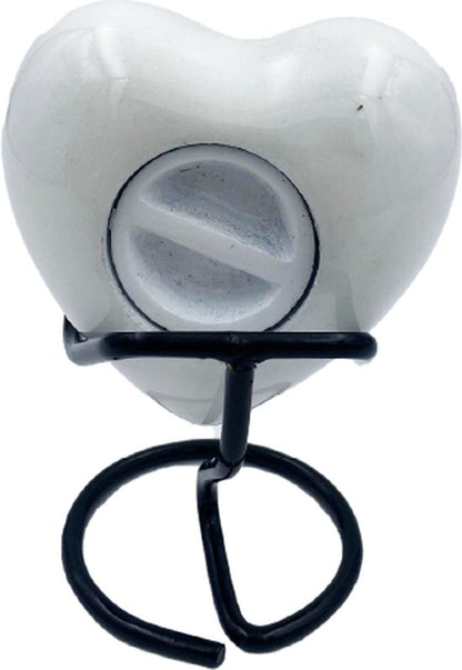 Akerz Mini Urn - wit met pootjes - Hart - Aluminium - Inclusief Standaard - Graveerbaar - 80ml