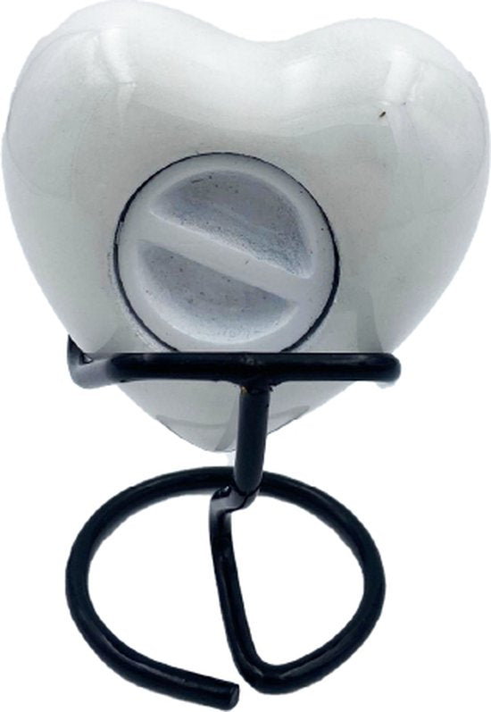 Akerz Mini Urn - wit met pootjes - Hart - Aluminium - Inclusief Standaard - Graveerbaar - 80ml
