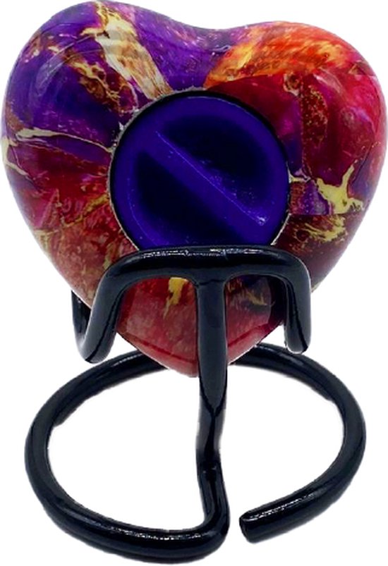 Akerz Mini Urn - paars / roze - Hart - Aluminium - Inclusief Standaard - Graveerbaar - 80ml